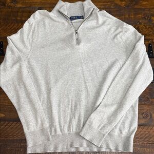 Polo by Ralph Lauren Light Gray Zip-Up Cashmere Blend Sweater
